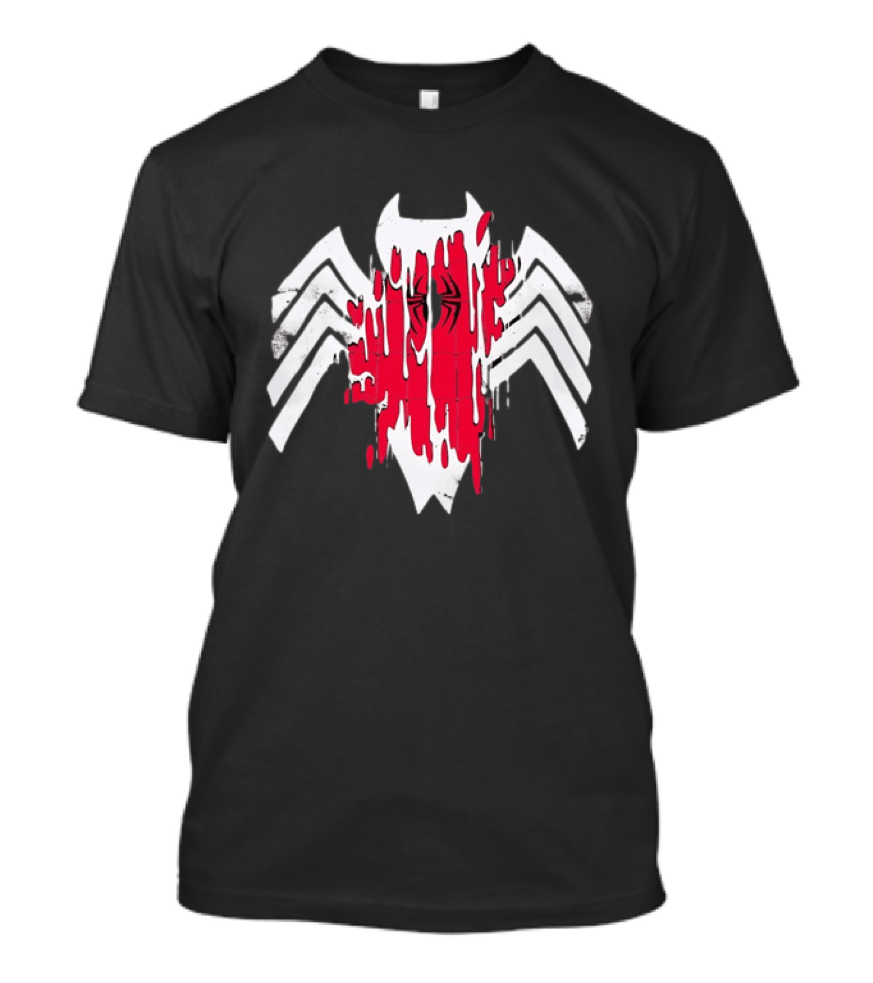 Spider Man Symbiote Venom Drip White Spider Icon Red Paint Splatter T-Shirt
