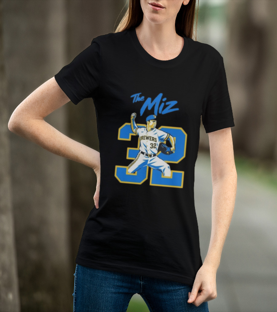 The Miz Milwaukee Brewers 32 MLB Baseball Player Pitching T-Shirt