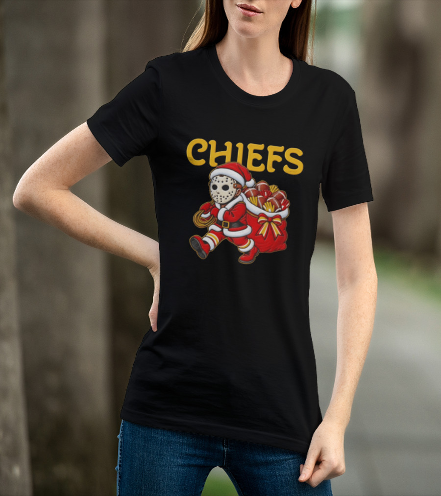 Kansas City Football Christmas Horror Masked Santa Copy T-Shirt