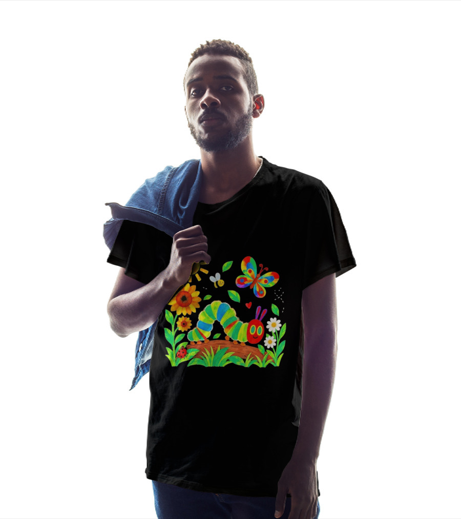 The Very Hungry Caterpillar Colorful Garden With Butterfly And Sunflowers T-Shirt