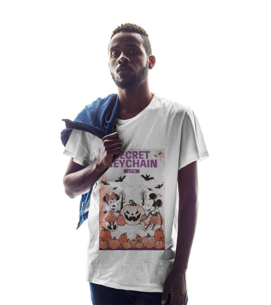 Mickey And Minnie Halloween Secret Keychain Collection With Pumpkins And Bats 2026 T-Shirt