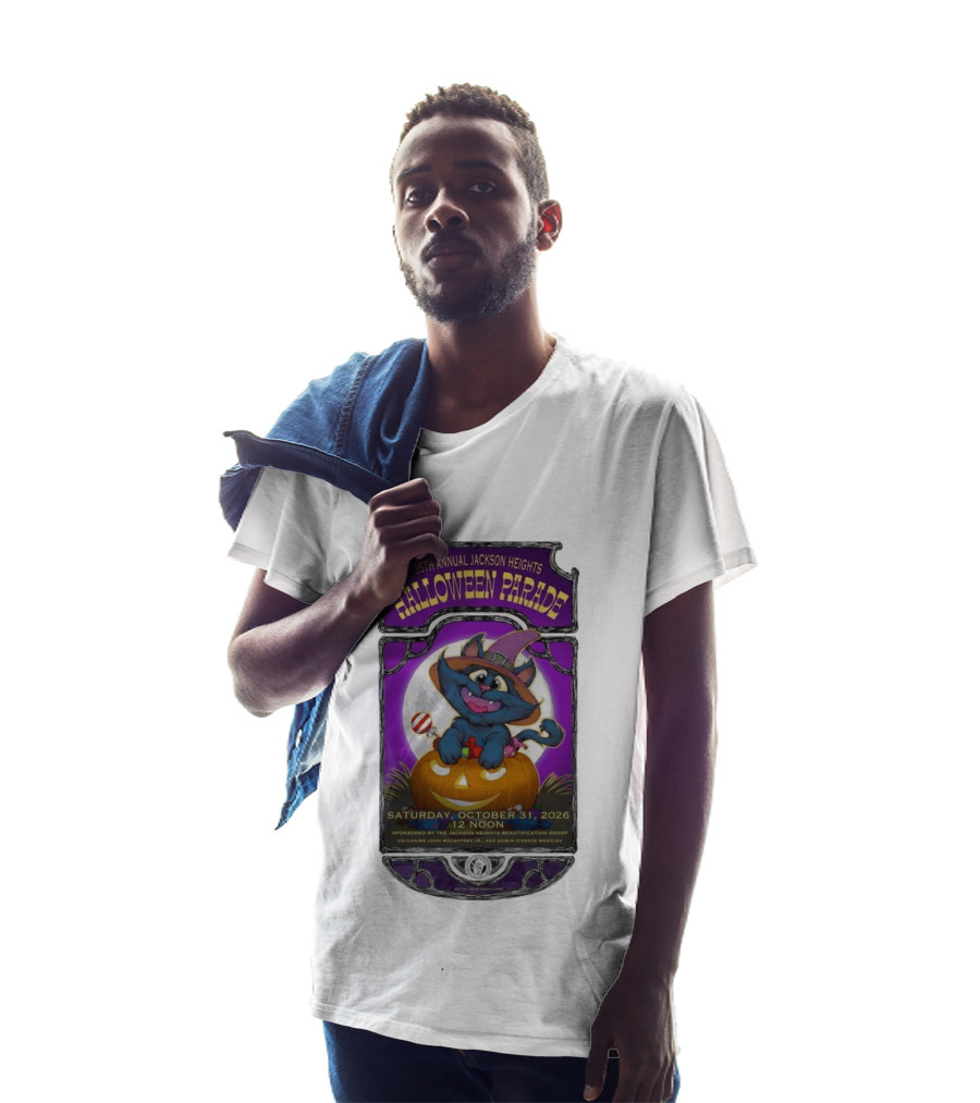 35th Annual Jackson Heights Halloween Parade October 31 2026 Cat Pumpkin T-Shirt
