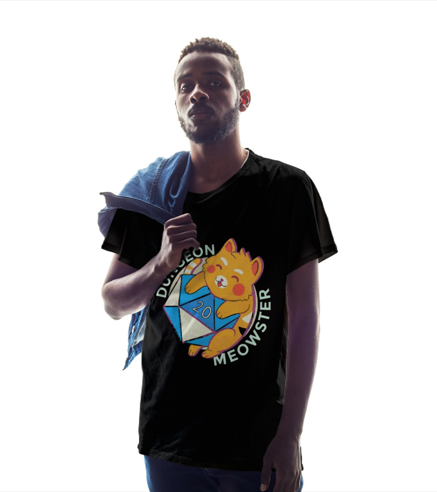 Dungeon Meowster Cat With D20 Dice Dungeons And Dragons T-Shirt