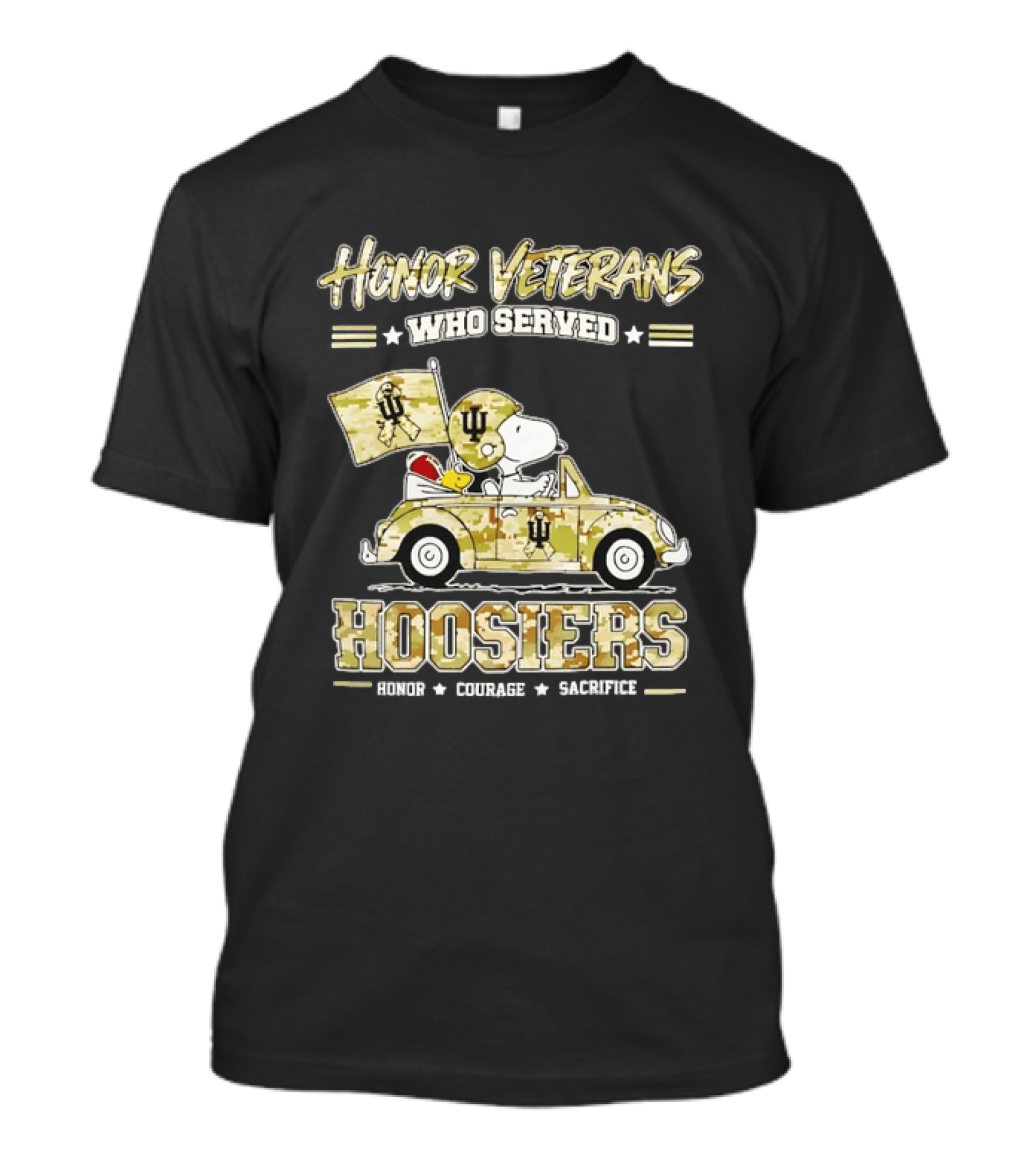 Indiana Hoosiers Snoopy Honor Veterans Who Served Courage Sacrifice T-Shirt