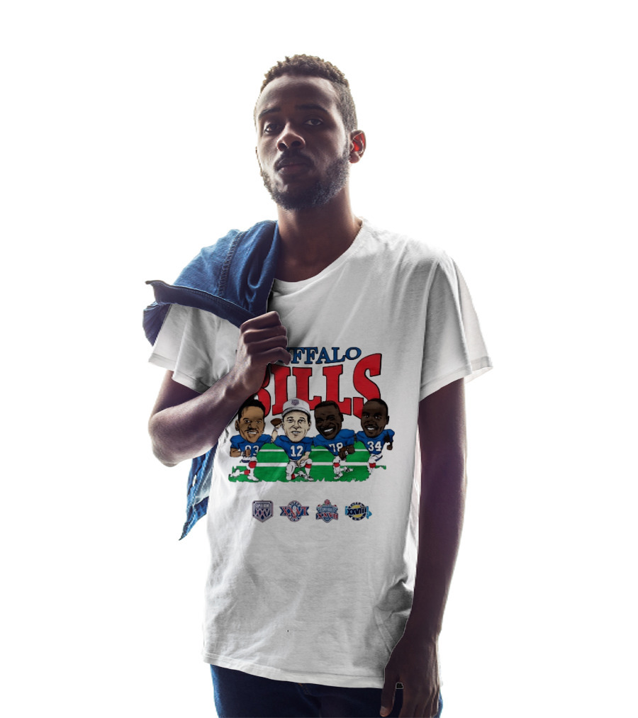 Buffalo Bills Andre Reed 83 Jim Kelly 12 Bruce Smith 78 Thurman Thomas 34 Super Bowl XXV XXVI XXVII XXVIII T-Shirt