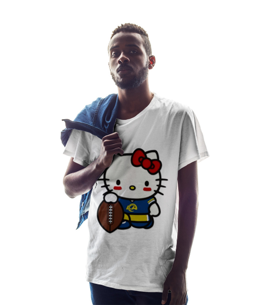 Hello Kitty Los Angeles Rams Football Fan Cartoon T-Shirt