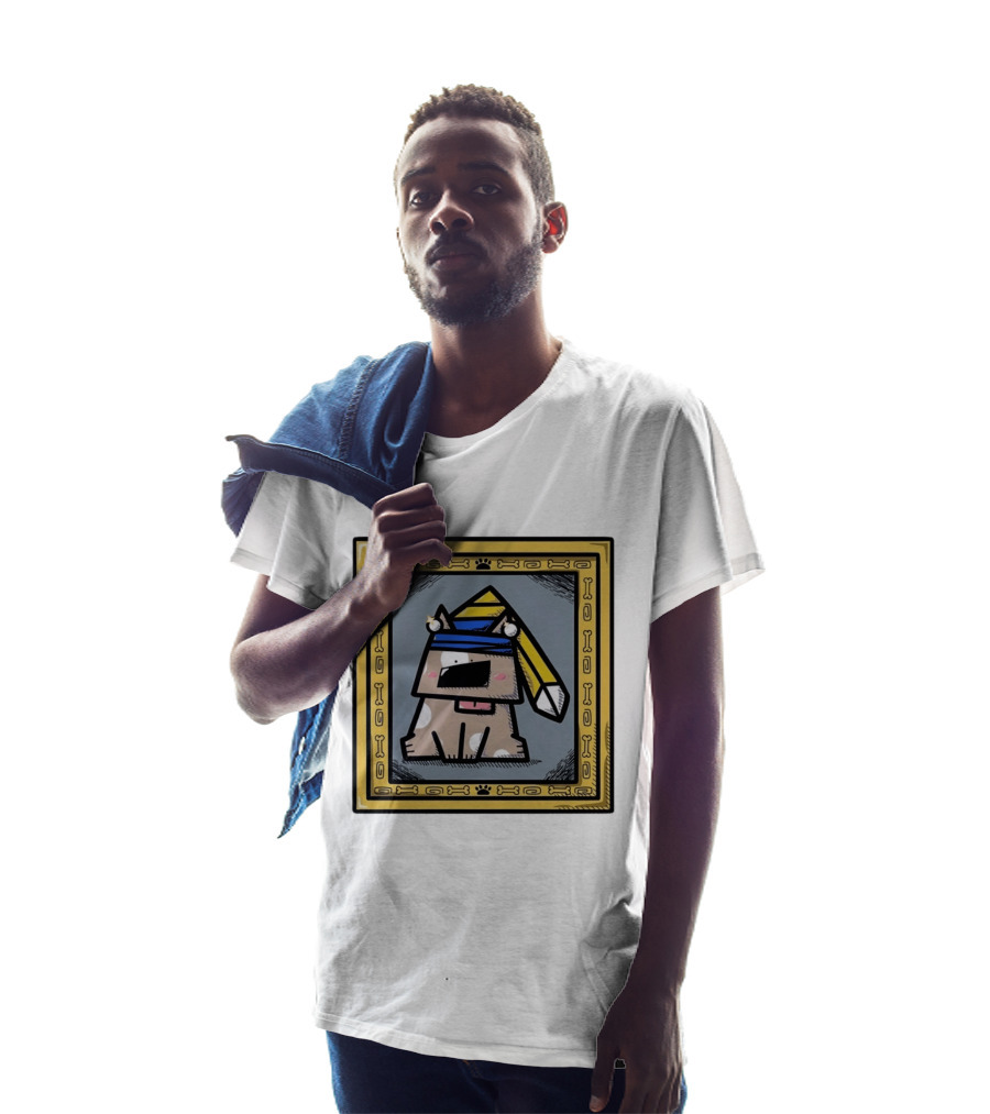 Cartoon Dog In A Bone Frame Puppy With Silly Hat T-Shirt