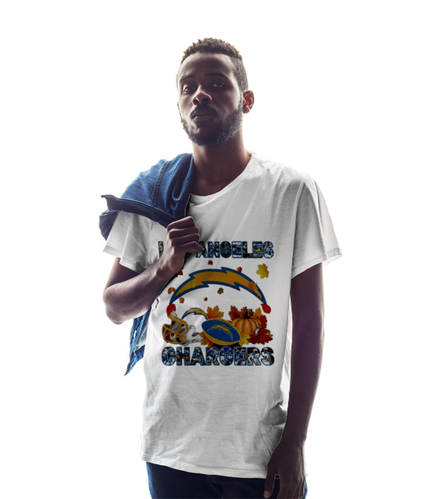 Los Angeles Chargers Autumn 2026 Pumpkin Football Helmet Leaves T-Shirt