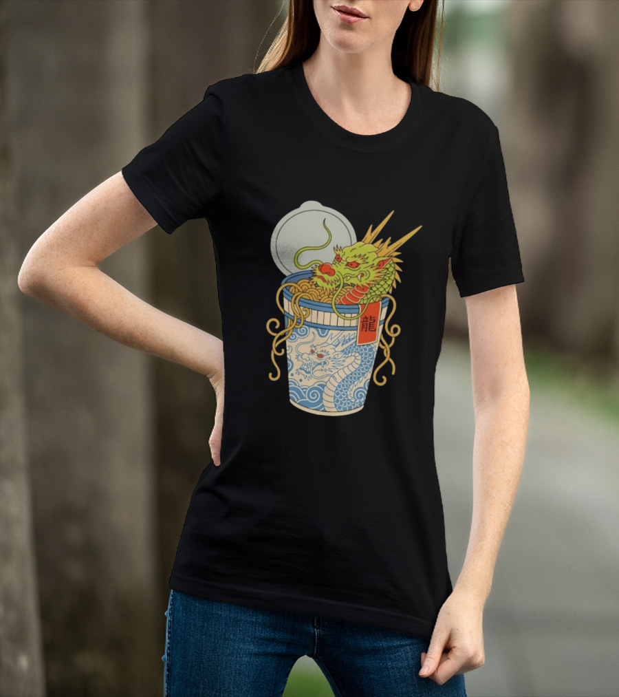 Dragon Ramen Cup With Traditional Japanese Kanji T-Shirt