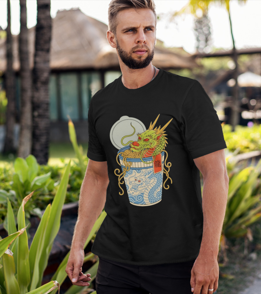 Dragon Ramen Cup With Traditional Japanese Kanji T-Shirt