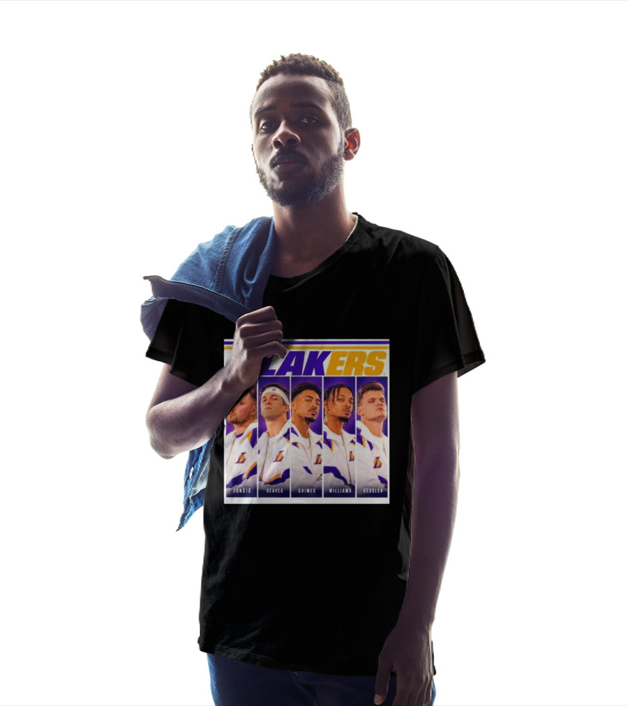 Lakers NBA Stars Collage Luka Dončić Austin Reaves Quentin Grimes Jalen Williams Walker Kessler T-Shirt