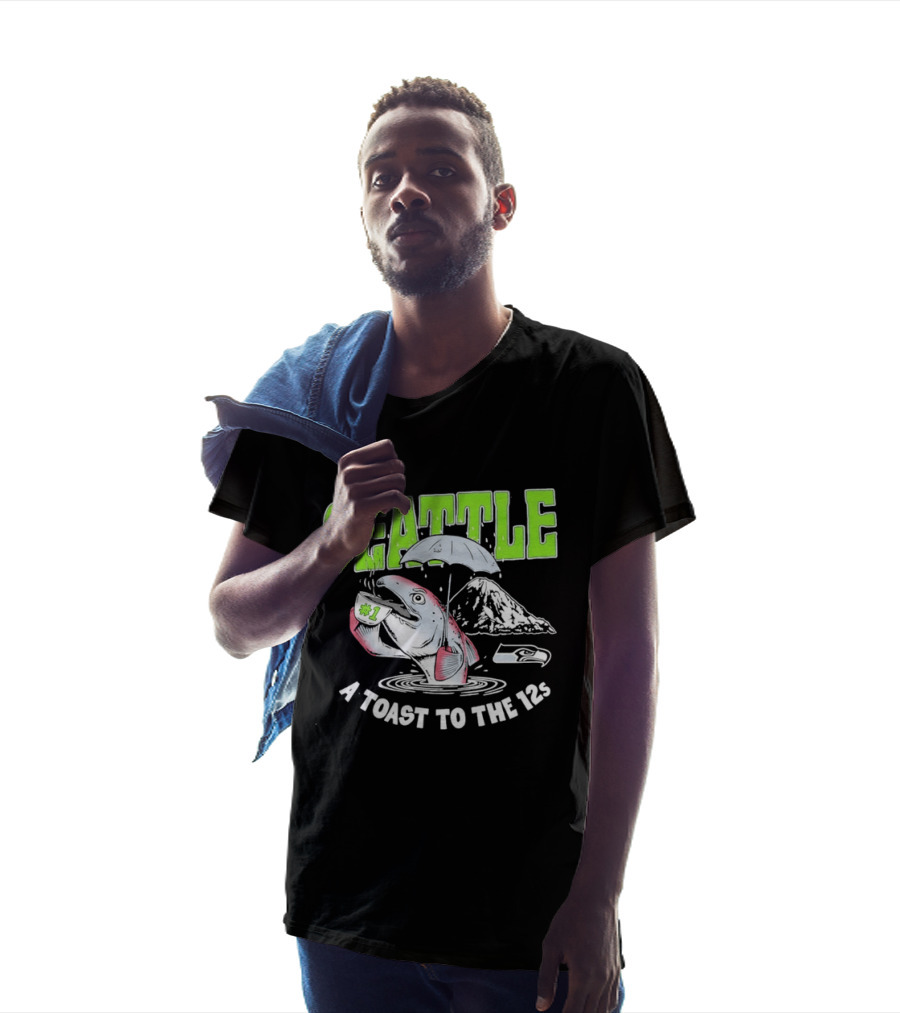 Seattle Seahawks A Toast To The 12s Salmon And Coffee With Mountain T-Shirt
