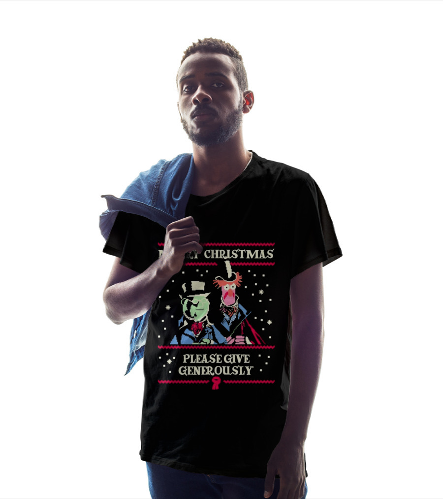 Merry Christmas Statler And Waldorf Please Give Generously T-Shirt