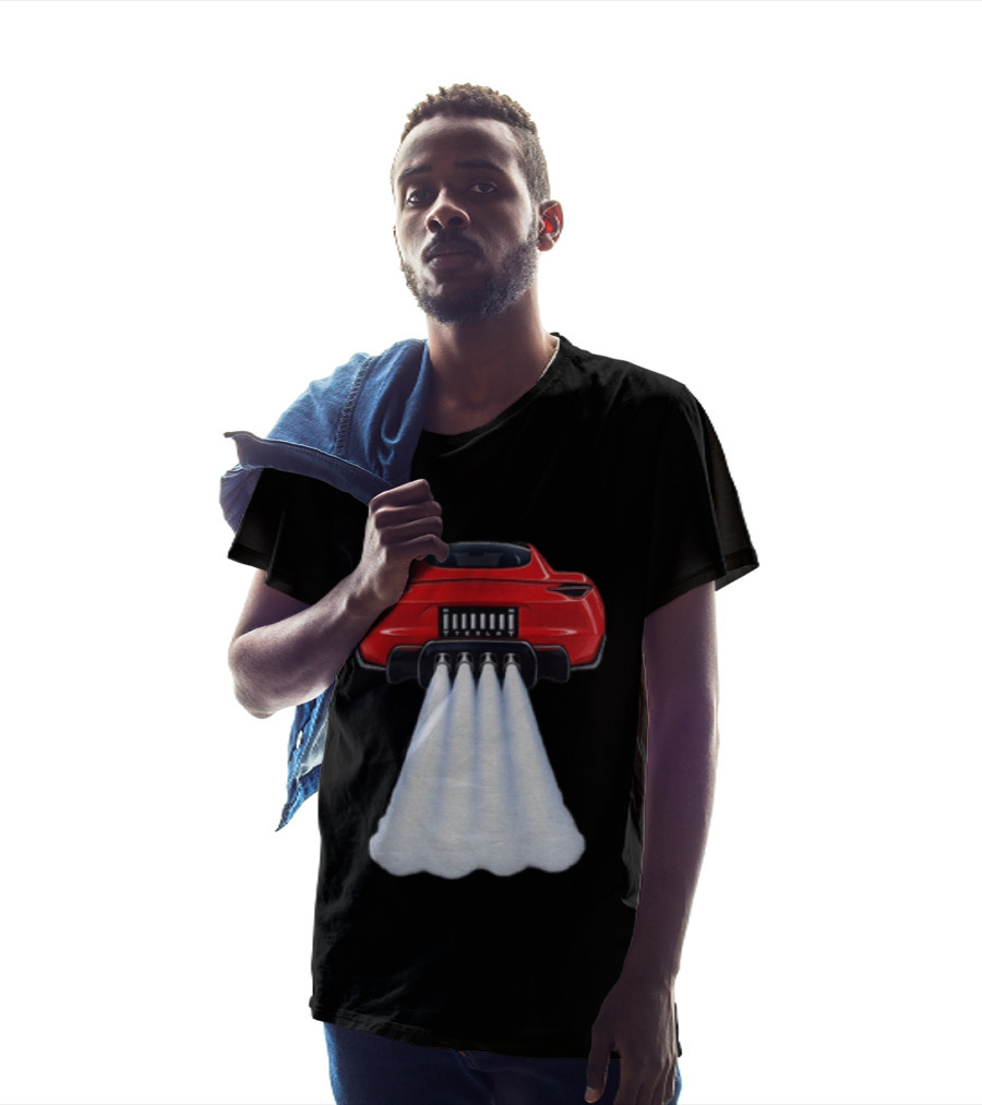 Tesla Roadster SpaceX Flying Car Rocket Thrusters Jet Blast T-Shirt