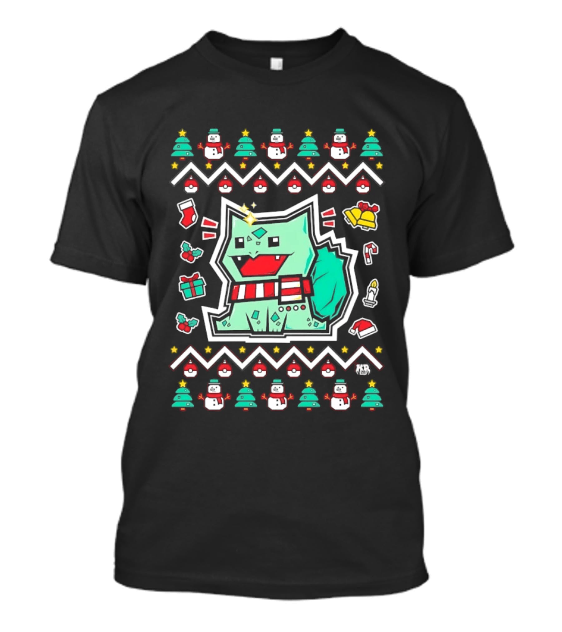 Bulbasaur Christmas Holiday Ugly Sweater Pattern With Snowmen And Presents T-Shirt