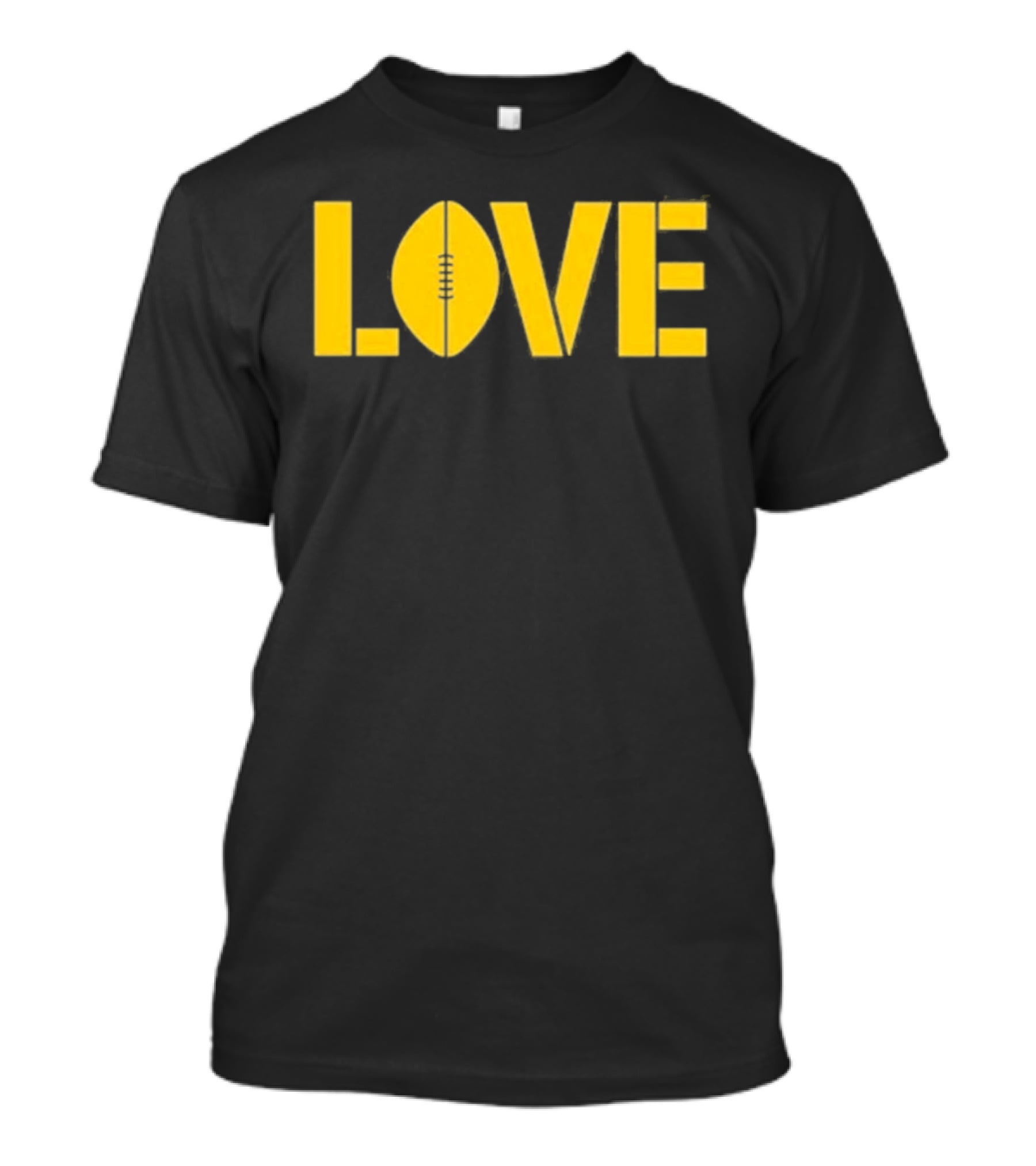 Love Football Yellow Text With Football Shaped O T-Shirt