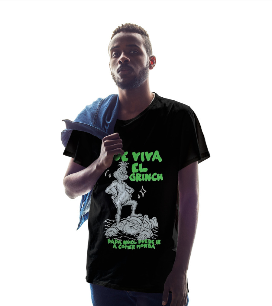 Que Viva El Grinch Papa Noel Puede Ir A Comer Monda Spanglish Holiday Humor T-Shirt
