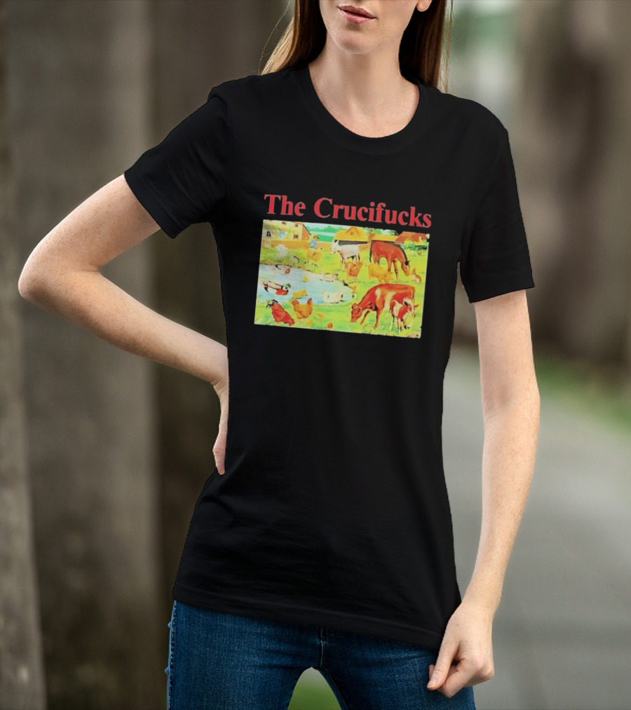 The Crucifucks Farm Animals Punk Rock Band Pastoral Scene T-Shirt