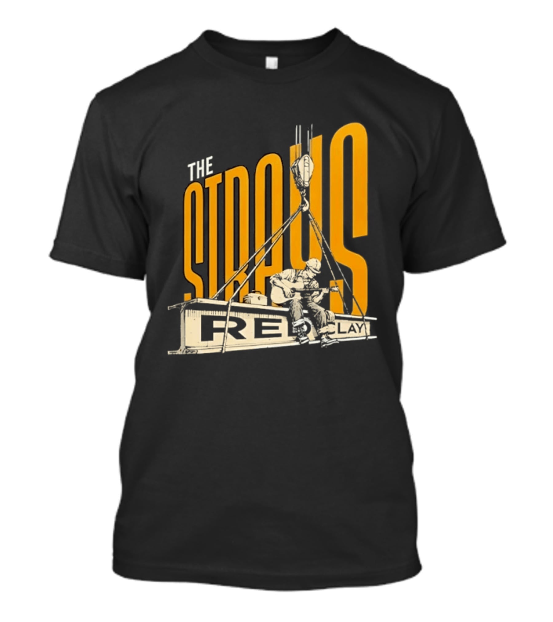 The Straus Red Clay Construction Worker Playing Guitar T-Shirt