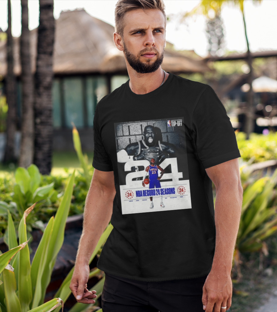 NBA Tip Off LeBron James Philadelphia 76ers Record 24 Seasons T-Shirt