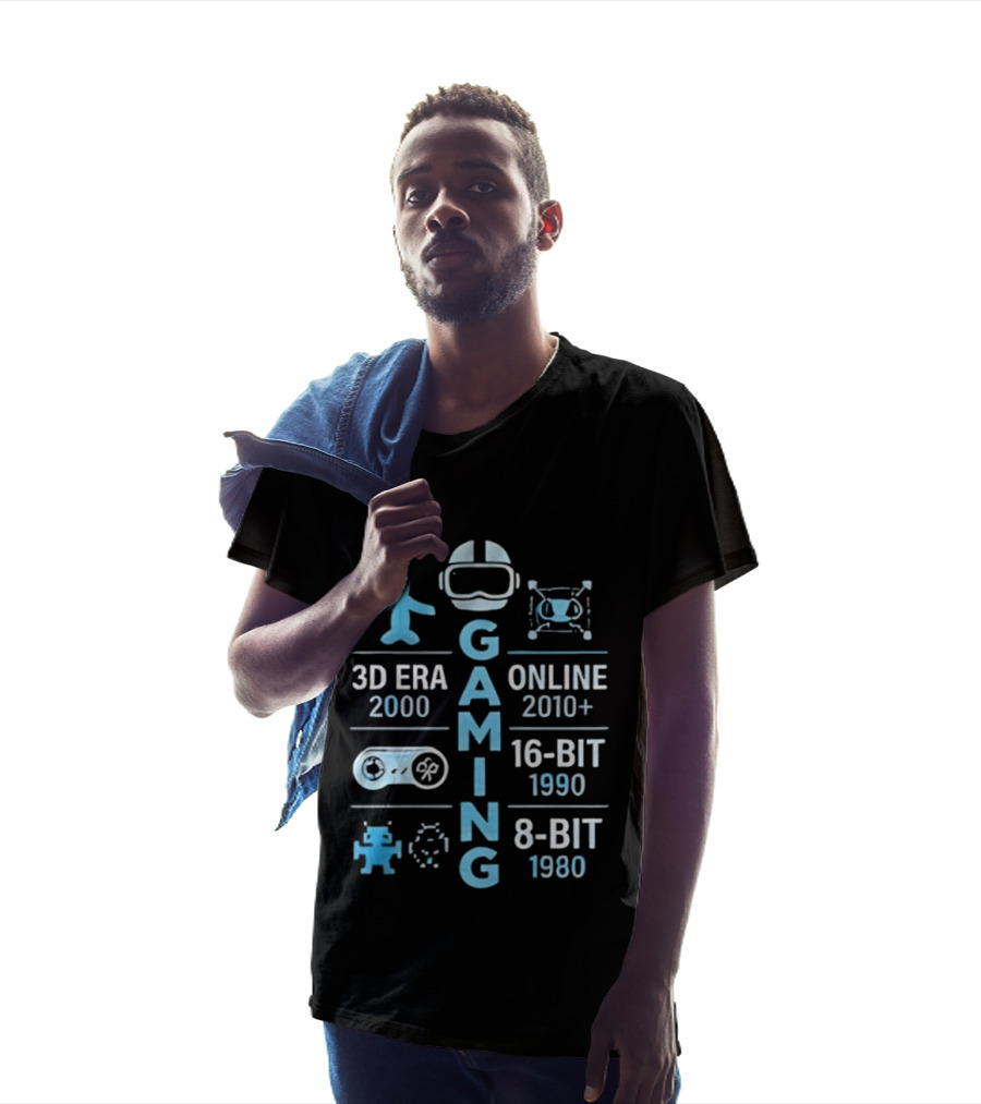 Gaming Timeline 1980 8 Bit 1990 16 Bit 2000 3D Era 2010 Online T-Shirt
