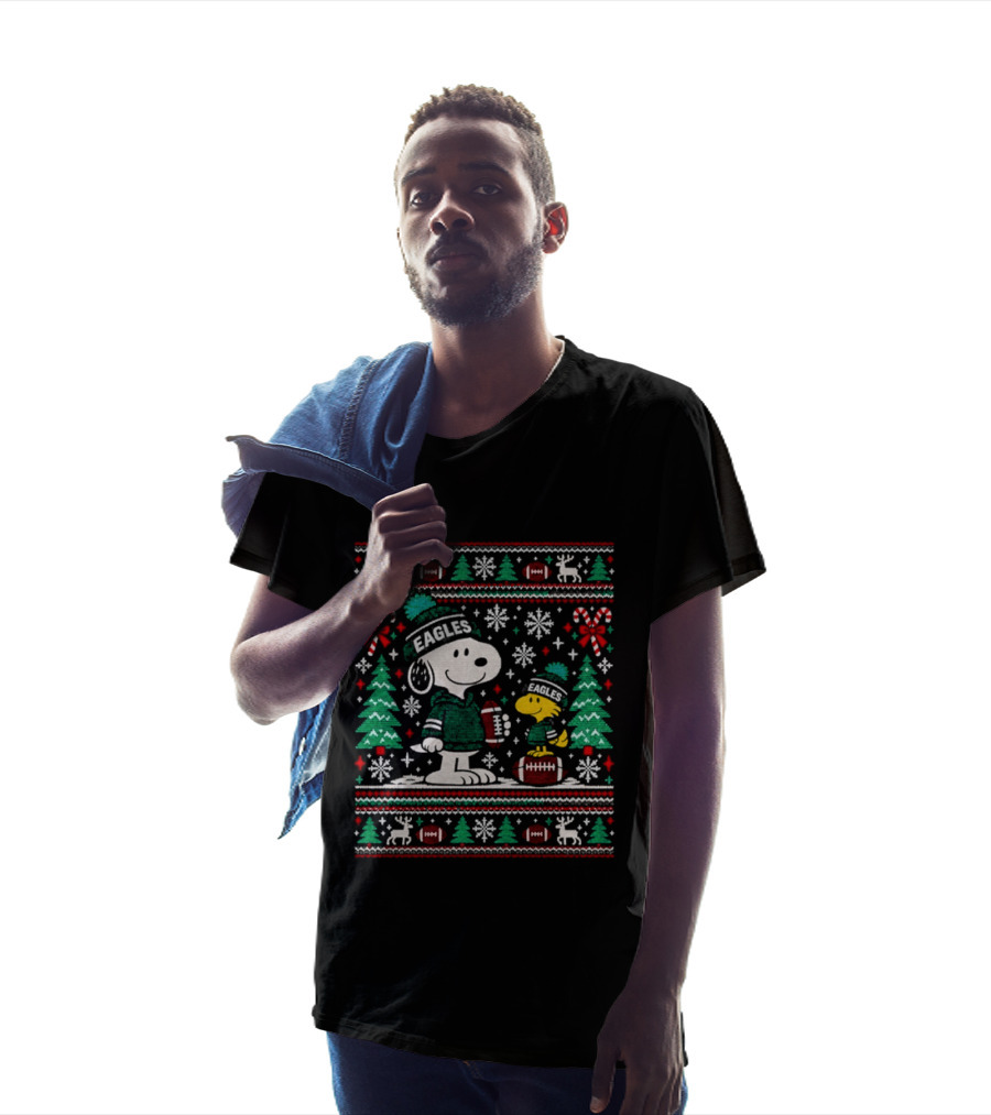 Snoopy Woodstock Philadelphia Eagles Holiday Football Christmas Sweater T-Shirt