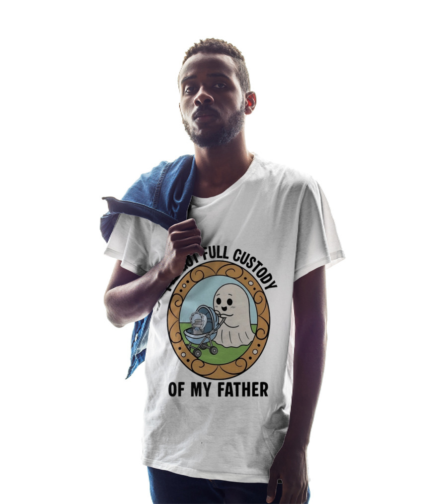 I've Got Full Custody Of My Father Ghost Urn Humor Ghost With Baby Carriage T-Shirt