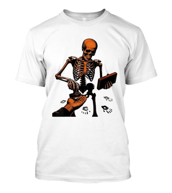 Skeleton Stamping Handprint Spooky Scary Halloween T-Shirt