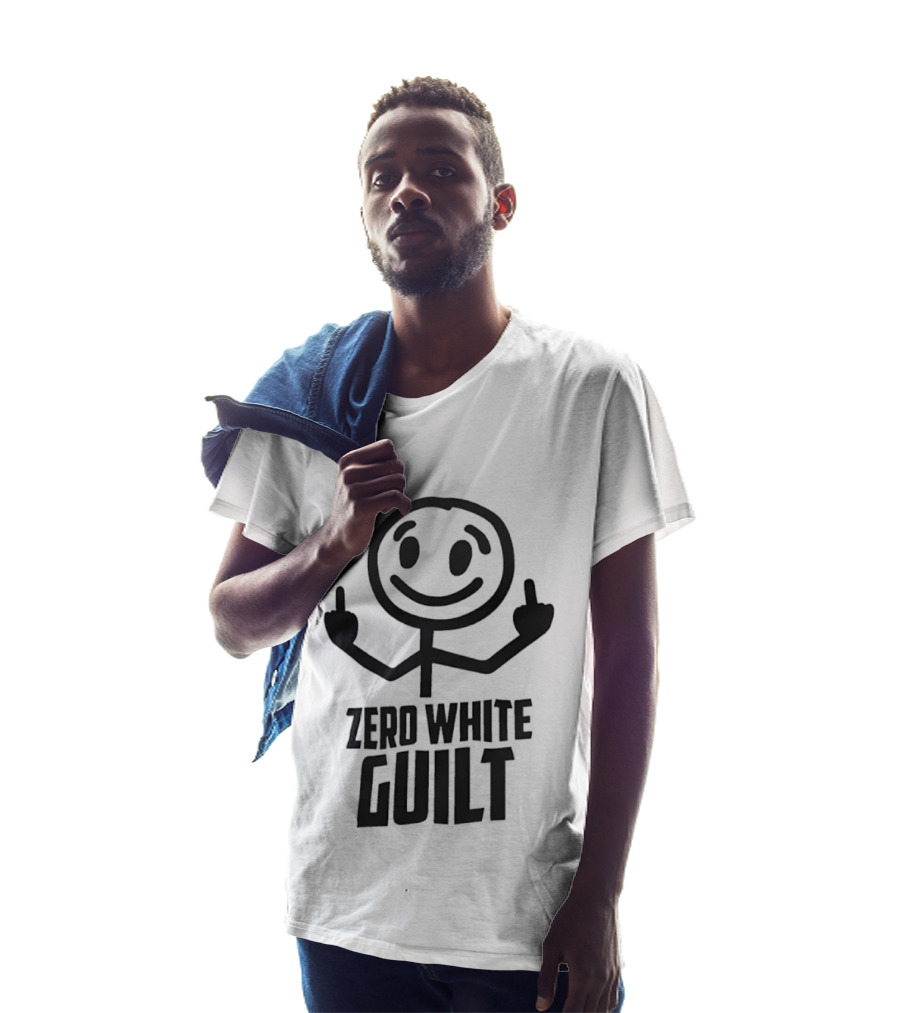 Zero White Guilt Stick Figure Middle Finger T-Shirt