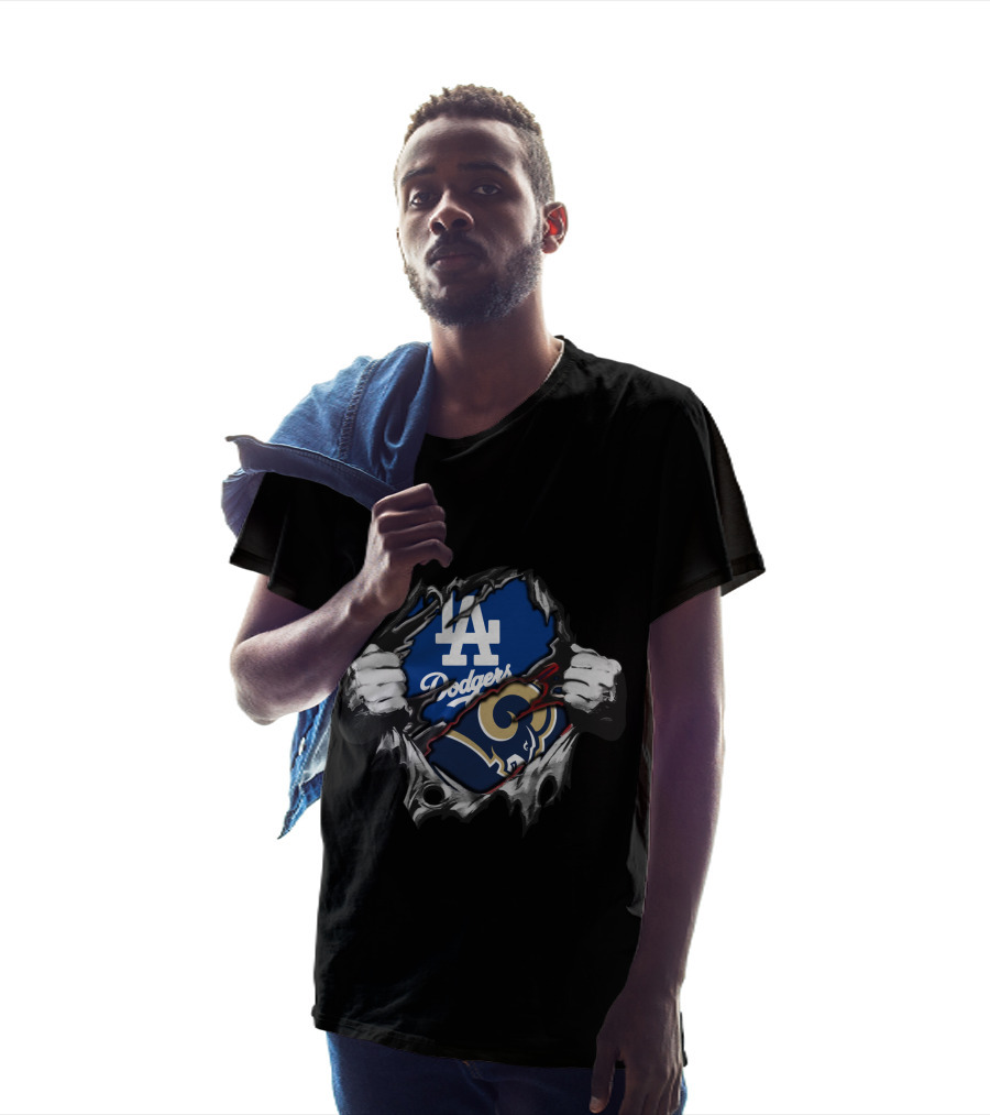 Rams La Dodgers Hidden Logo Fusion T-Shirt
