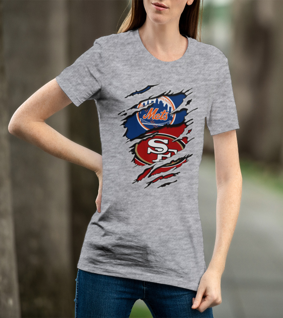 Mets 49ers Dual Team Logo Fusion T-Shirt