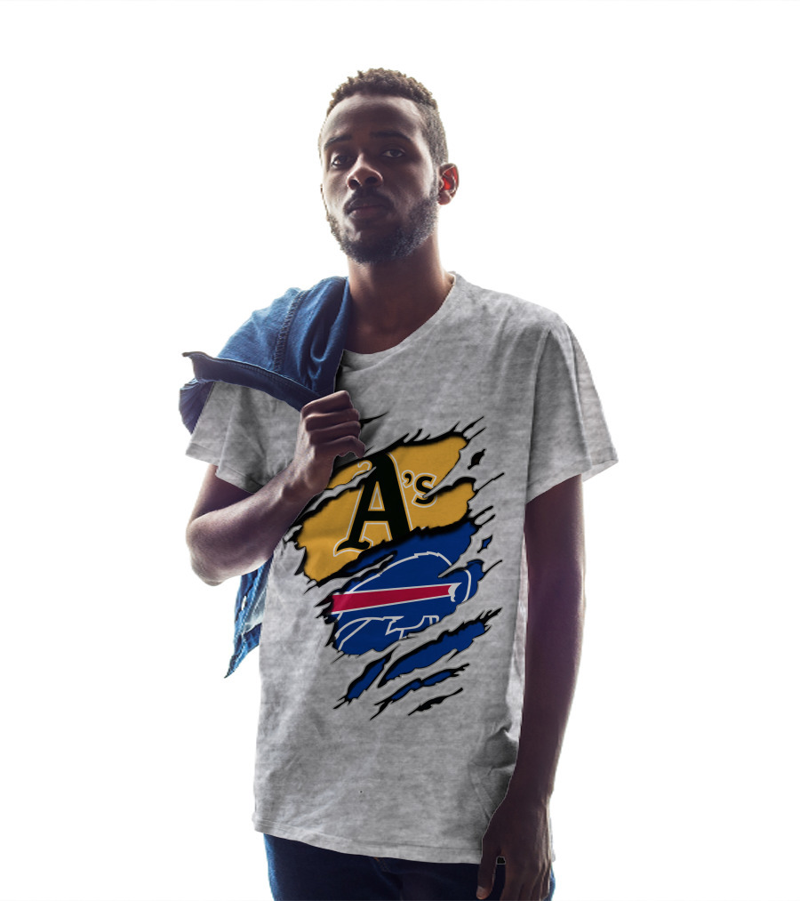 Buffalo Bills Oakland Athletics Mashup Tear T-Shirt