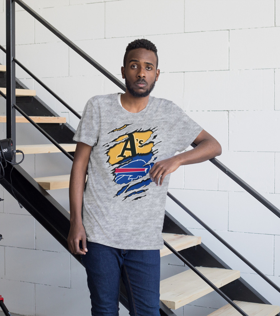 Buffalo Bills Oakland Athletics Mashup Tear T-Shirt