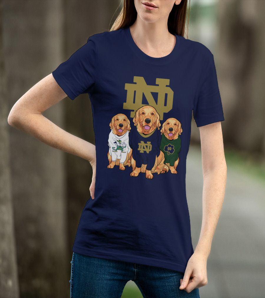 Notre Dame Golden Retrievers Nd Logo Irish Clover T-Shirt