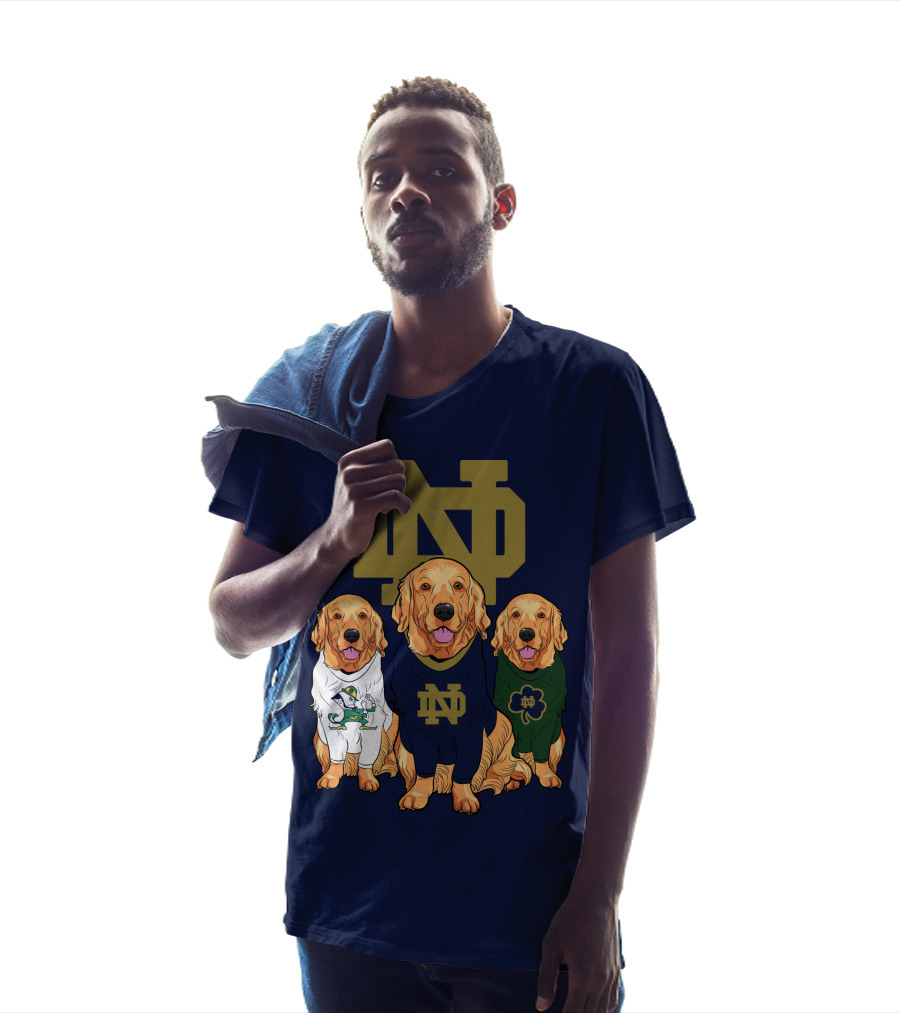 Notre Dame Golden Retrievers Nd Logo Irish Clover T-Shirt