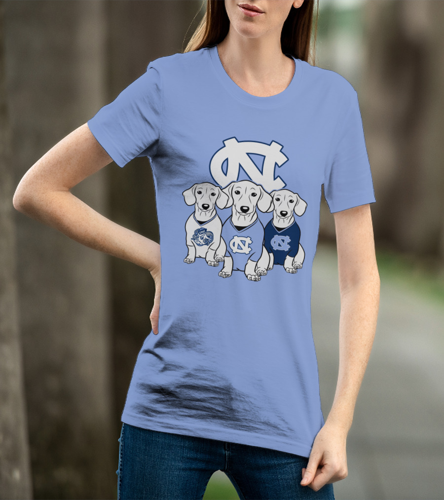 North Carolina Tar Heels  Dachshund Dogs T-Shirt