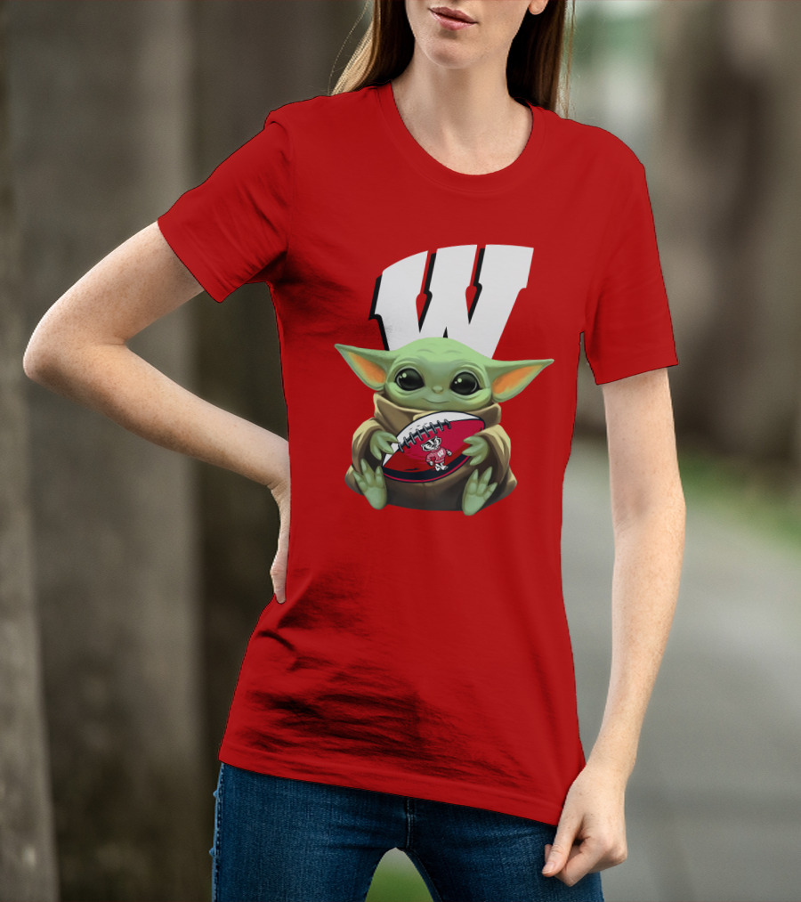 Baby Yoda Wisconsin Badgers Football T-Shirt