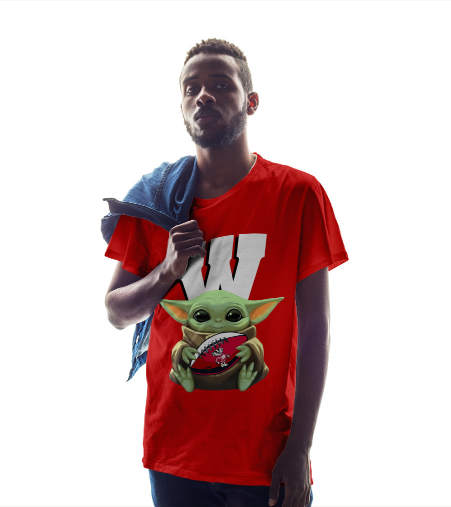 Baby Yoda Wisconsin Badgers Football T-Shirt