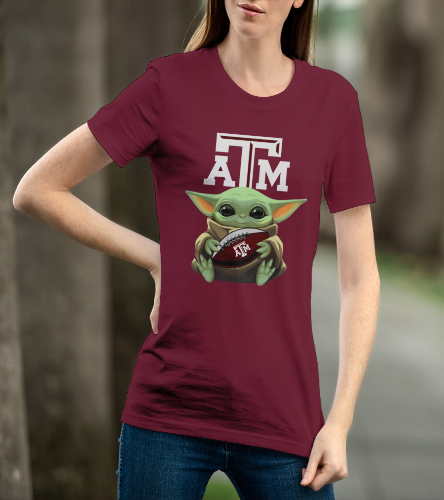 Texas A&M Aggies Baby Yoda Football T-Shirt