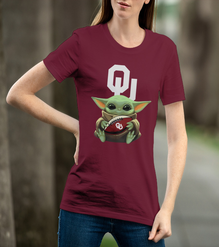 OU Sooners Baby Yoda Football T-Shirt