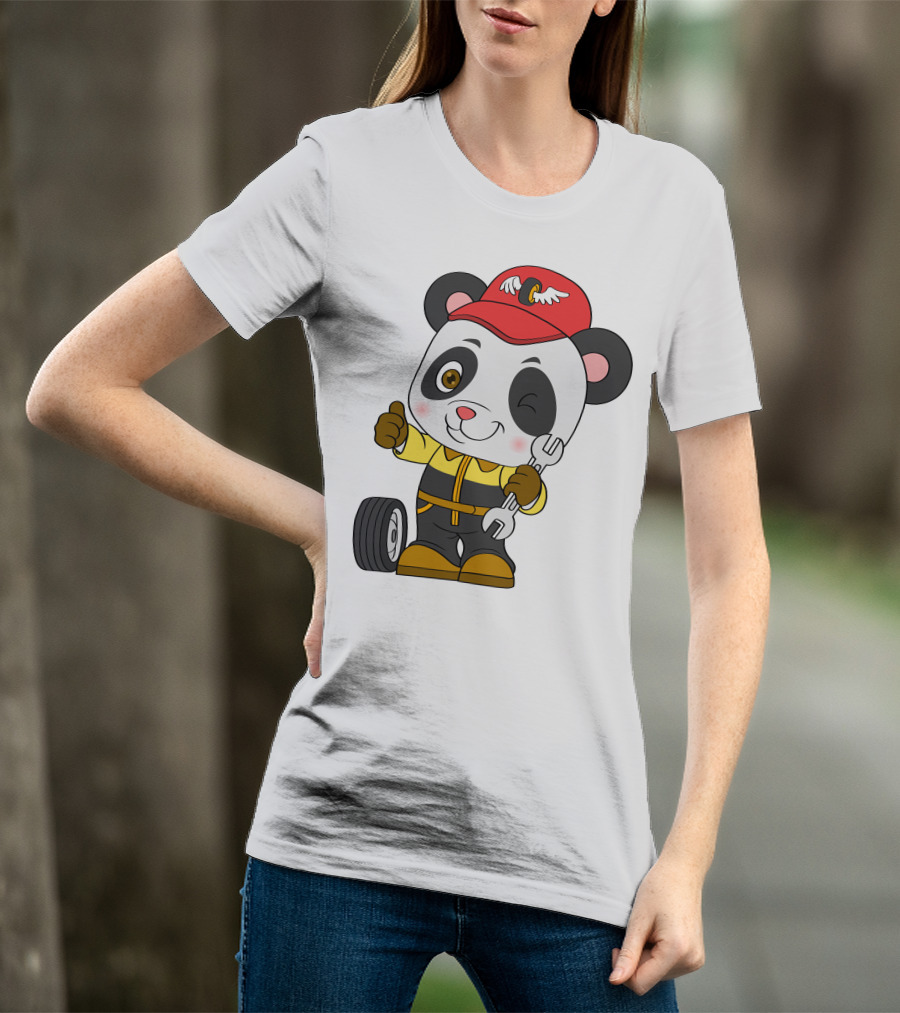 Mechanic Panda Thumbs Up With Wrench And Tire T-Shirt