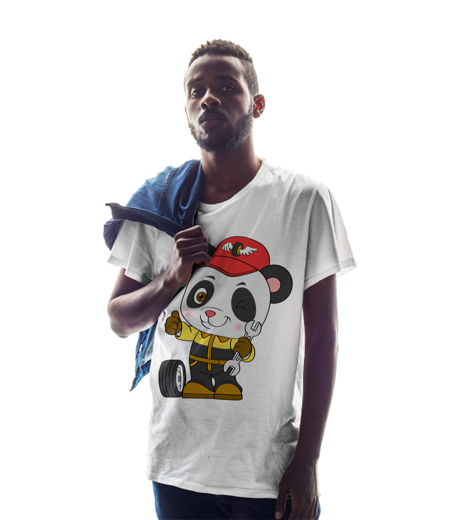 Mechanic Panda Thumbs Up With Wrench And Tire T-Shirt