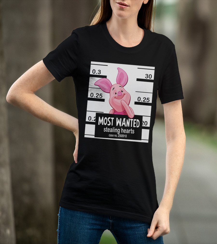 Most Wanted Piglet Stealing Hearts Mugshot Case No. 2568918 T-Shirt