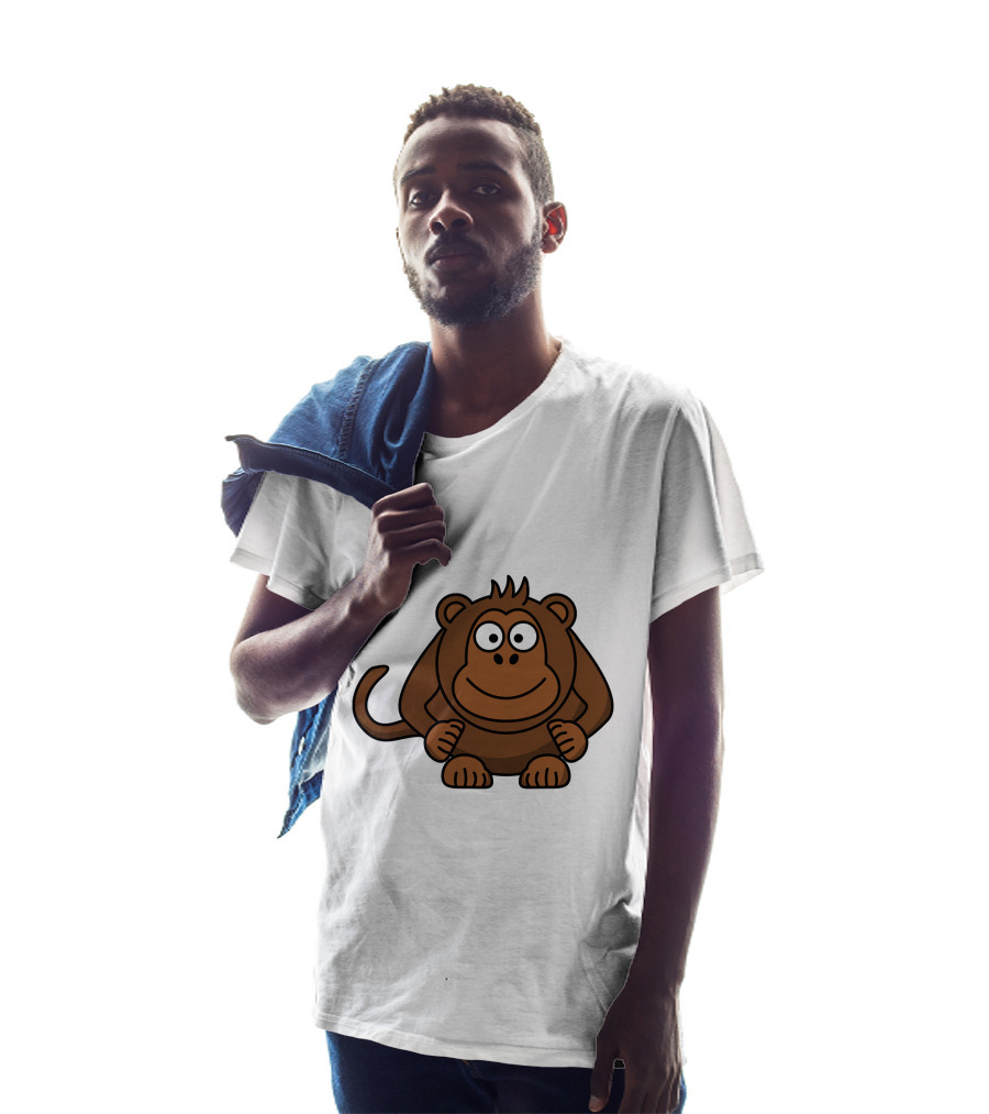Cartoon Monkey Illustration Brown Playful Character T-Shirt