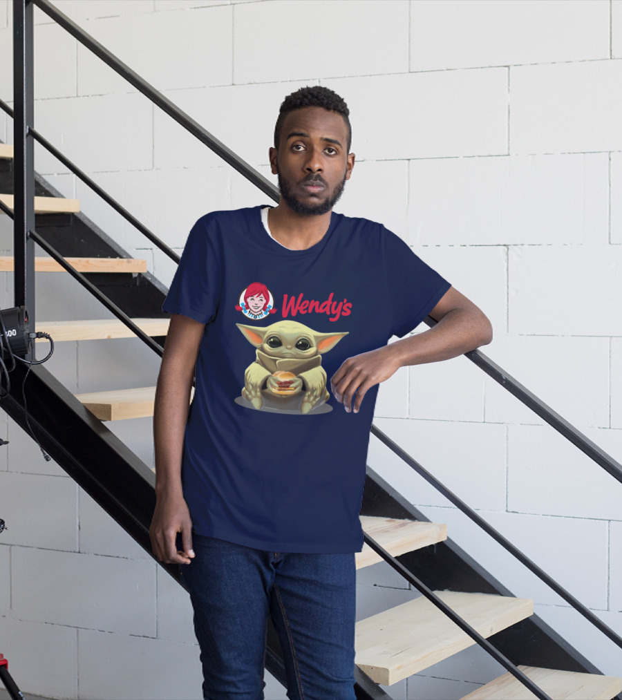 Baby Yoda Hugging Wendy's Hamburger Star Wars T-Shirt