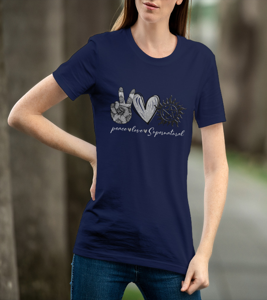 Peace Love Supernatural Oversized Plus Size Iconic Symbolic T-Shirt