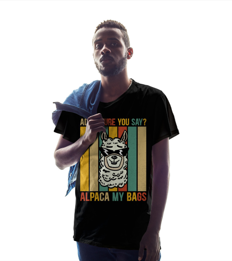 Adventure You Say Alpaca My Bags Vintage Retro Striped Alpaca T-Shirt