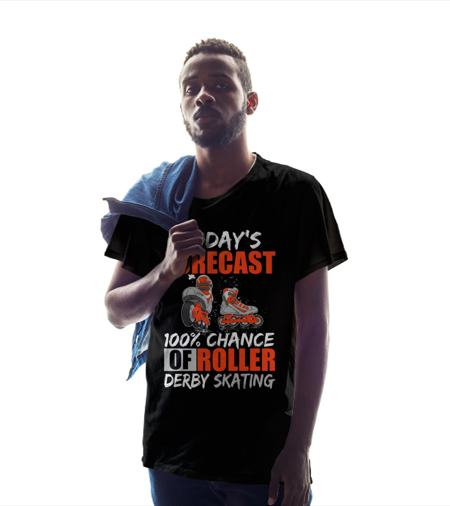 Today's Forecast 100% Chance Of Roller Derby Skating With Funny Skater T-Shirt
