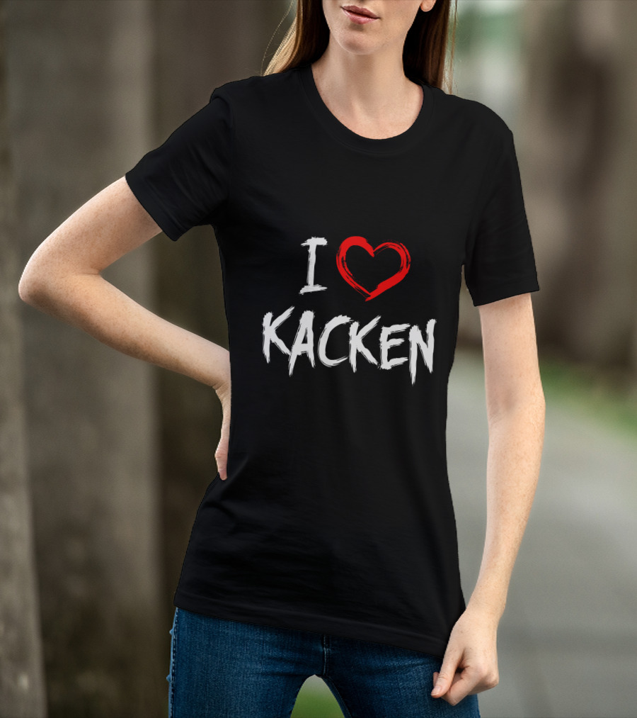 I Heart Kacken Bold White Text With Red Brush Heart T-Shirt