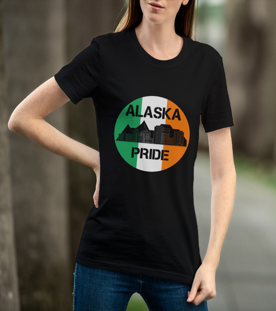Alaska Pride Skyline With Irish Flag Colors T-Shirt